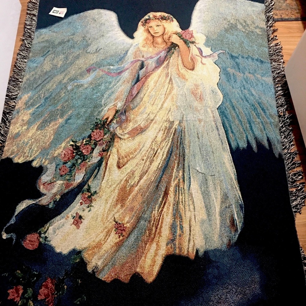 Vintage Large Throw Blanket Messenger Of Love By Mary St Clair NWT 51"x68"